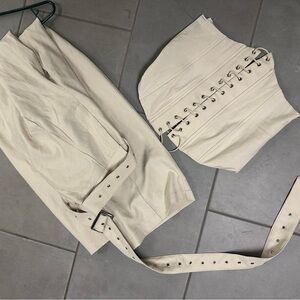 Fashion Nova Cream Corset and Pants Set